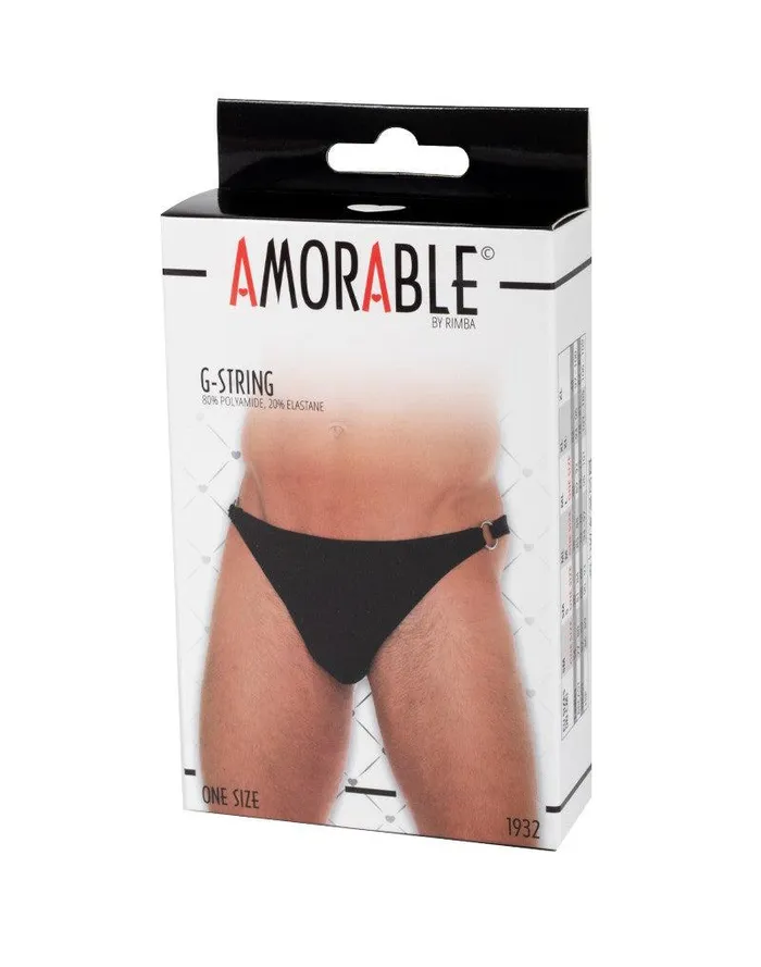 Amorable by Rimba Vibrators | Amorable - Erotische String - Heren String Met Gespjes Aan Zijkant - Mannen Slip - Zwart