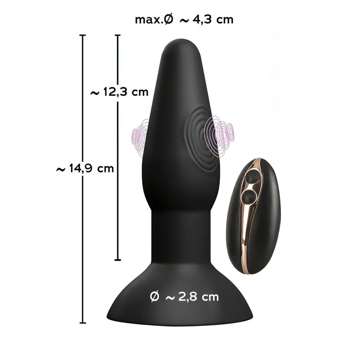 Anal | Black Velvets Thumping Rectum Butt Plug Anale con funzione di pulsazione e vibrazione - Wireless