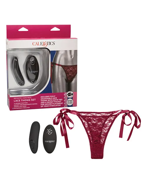 Female Sex Toys Remote Control Lace Thong Set Burgundy Remote Controlled Vibes