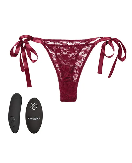 Female Sex Toys | Remote Control Lace Thong Set - Burgundy - Remote Controlled Vibes