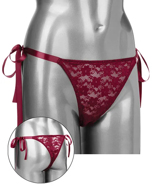 Female Sex Toys | Remote Control Lace Thong Set - Burgundy - Remote Controlled Vibes