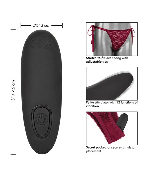 Female Sex Toys | Remote Control Lace Thong Set - Burgundy - Remote Controlled Vibes