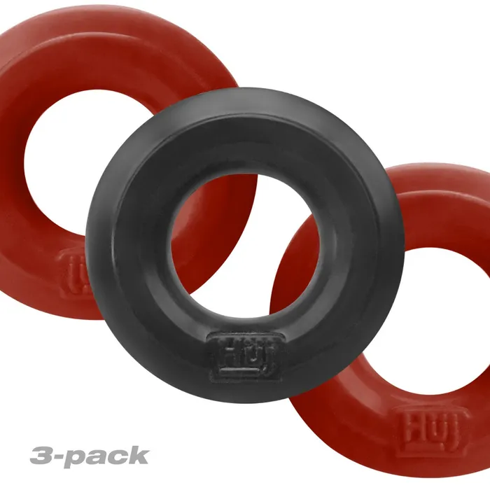 Hnkyjunk Vibrators Hnkyjunk Cockring 3 stuks Rood Zwart