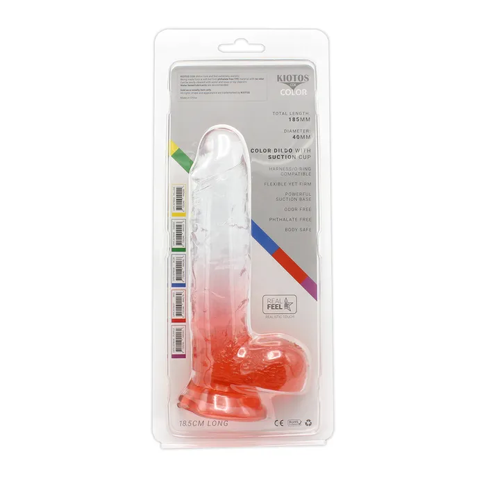 Kiotos COX Dildos | Kiotos Cox Color - Gekleurde Dildo 08 - 18,5 x 4 cm - Transparant/Rood