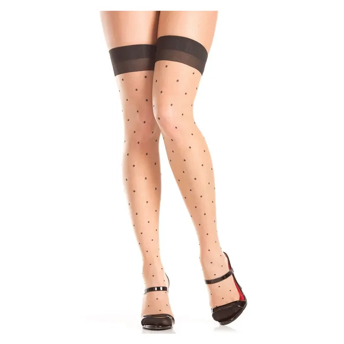 Male Sex Toys Be Wicked Polka Dot Nude Thigh Highs With Cuban Heel