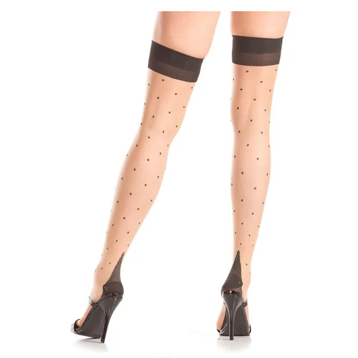 Male Sex Toys | Be Wicked Polka Dot Nude Thigh Highs With Cuban Heel