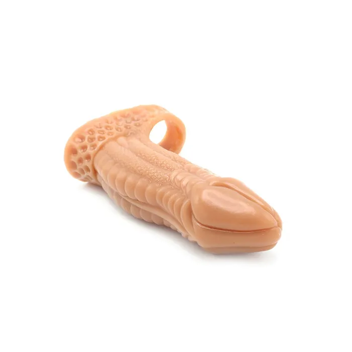 Male Sex Toys | Kiotos Monstar Kiotos Monstar 04 - Penis Sleeve - Penisverlenging - Met Ball Stretcher Opening - Siliconen - Beige