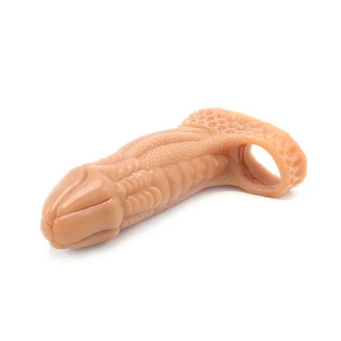 Male Sex Toys | Kiotos Monstar Kiotos Monstar 04 - Penis Sleeve - Penisverlenging - Met Ball Stretcher Opening - Siliconen - Beige