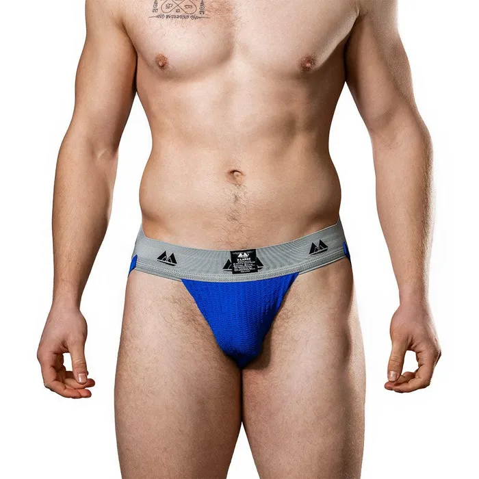 Male Sex Toys | MM MM Original - Jockstrap Herenslip - Tailleband 5 cm - Blauw/Grijs