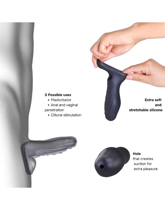 ManWan Male Sex Toys | ManWan - Ryzer - Penis Extender en Zachte Masturbatie Sleeve - Black Plum