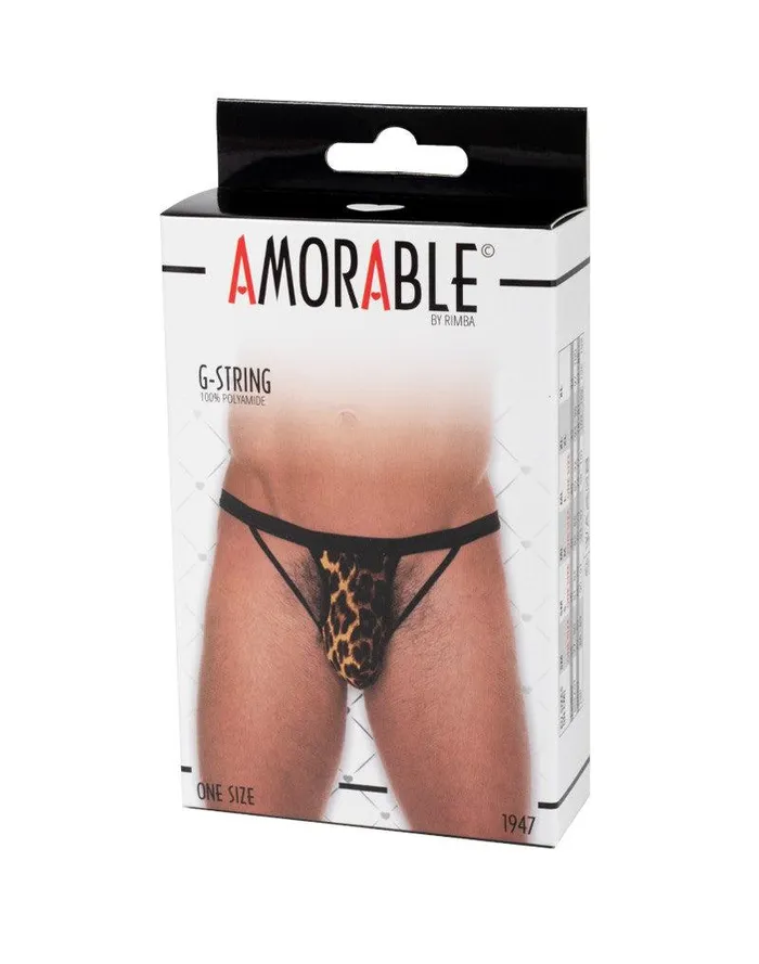 Teddies And Bodies | Amorable - Erotische String - Open String Voor Heren Met Luipaardprint - Mannen Slip - One Size - Polyamide - Amorable by Rimba