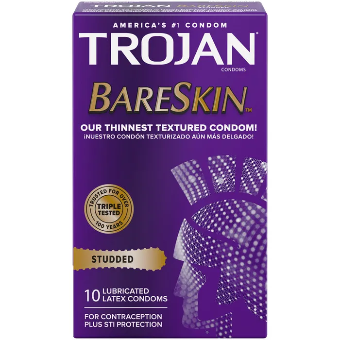 Trojan Studded Bareskin Condoms Trojan Condoms Vibrators