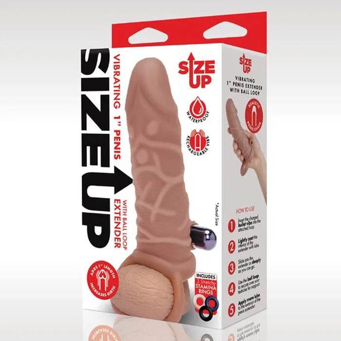 XGEN Male Sex Toys | One Inch Vibrating Realistic Penis Extender With Ball Loop