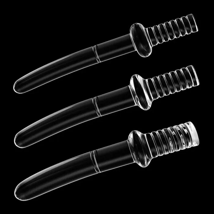 3Pcs Set Clear Glass Handle Dildo | Lovetoyshub Dildos