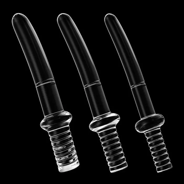 3Pcs Set Clear Glass Handle Dildo | Lovetoyshub Dildos