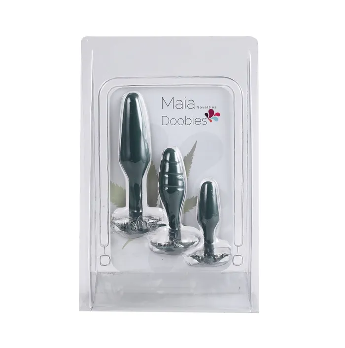 Anal Maia Toys Doobies Pot Leaf Anal Trainer Silicone Set Green