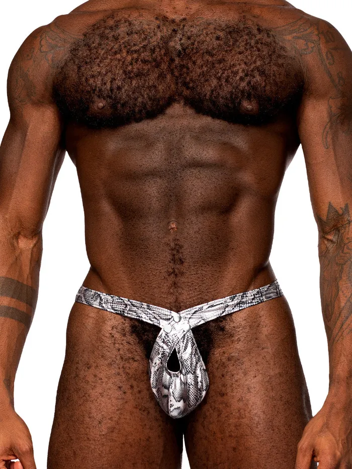 Anal Male Power Snaked Criss Cross Thong Smallmedium Silverblack