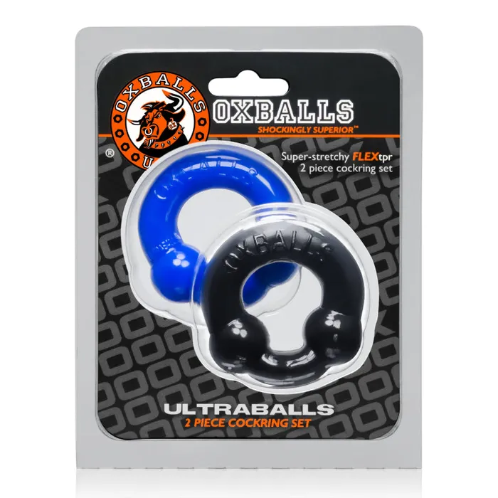 Anal | Oxballs Ultraballs 2- Piece Cockring Set - Black &  Police Blue