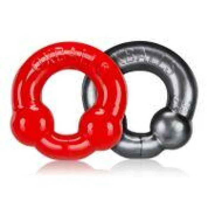 Anal Oxballs Ultraballs 2Piece Cockring Set Steel Red