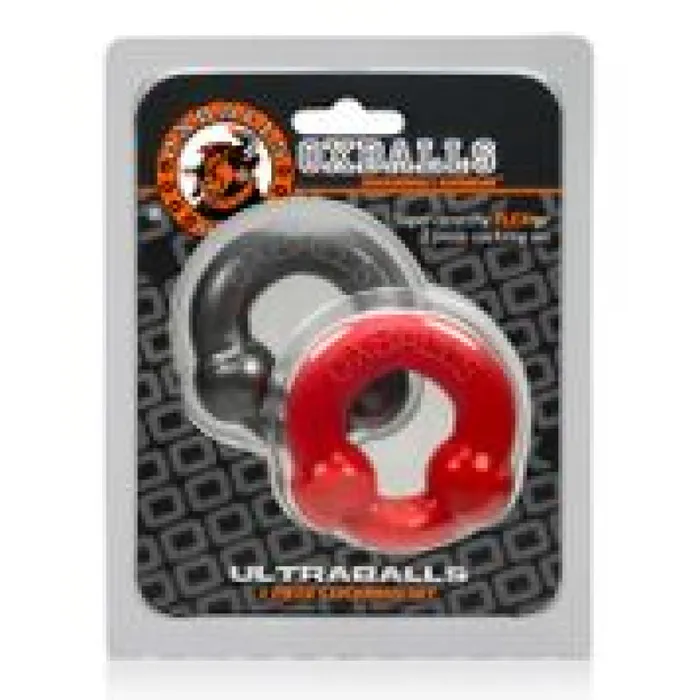 Anal | Oxballs Ultraballs 2-Piece Cockring Set - Steel & Red