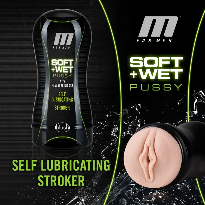 Blush Male Sex Toys M for Men Soft and Wet Pussy With Pleasure Ridges Self Lubricating Stroker Cup Vanilla