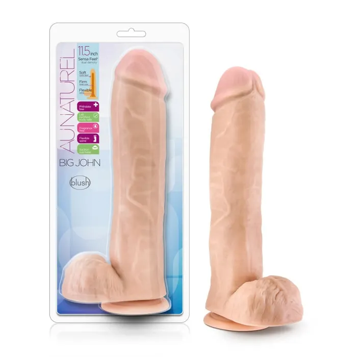 Blush Novelties Au Naturel - Big John - 11.5 Inch Sensa Feel Dual  Density Dildo - Vanilla | Dildos