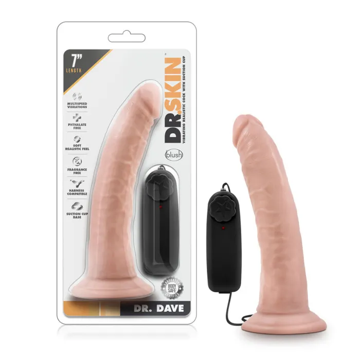 Blush Novelties Female Sex Toys | Dr. Skin - Dr. Dave - 7 Inch Vibrating Cock With  Suction Cup - Vanilla Ea