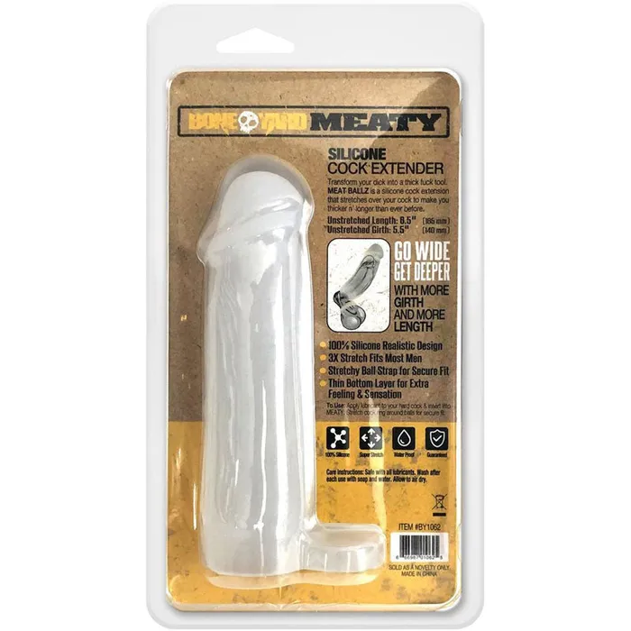 Boneyard Meaty Cock Extender - Clear-(by1062) | C1 Releasing Dildos