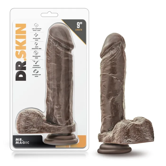 Dildos | Blush Novelties Dr. Skin - Mr. Magic - 9 Inch Dildo - Chocolate