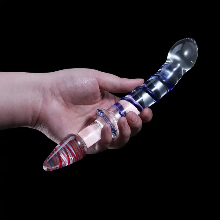 Dildos Lovetoyshub 93Inch SwordShaped Colored Glass Dildo with Realistic Glans and Vein Design