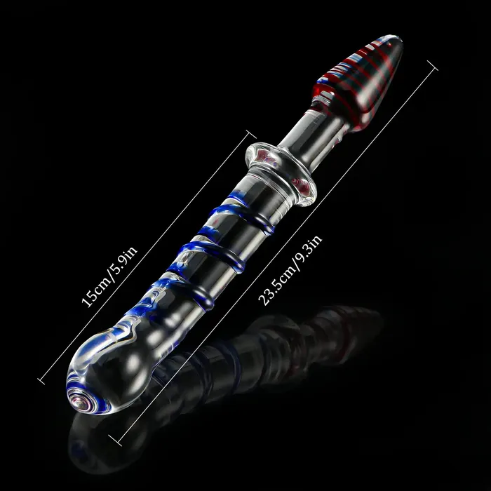 Dildos | Lovetoyshub 9.3-Inch Sword-Shaped Colored Glass Dildo with Realistic Glans and Vein Design