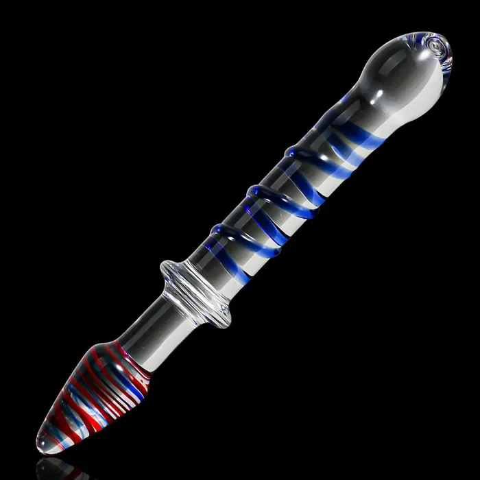 Dildos | Lovetoyshub 9.3-Inch Sword-Shaped Colored Glass Dildo with Realistic Glans and Vein Design