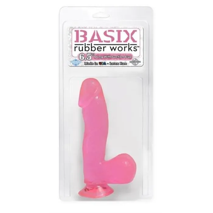 Dildos | Pipedream Basix Rubber Works - 6.5 Inch Dong With Suction Cup - Pink