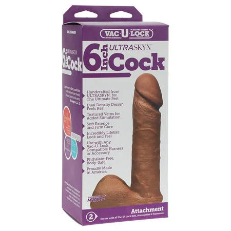 dj Dildos VacULock 6Inch ULTRASKYN Cock Brown