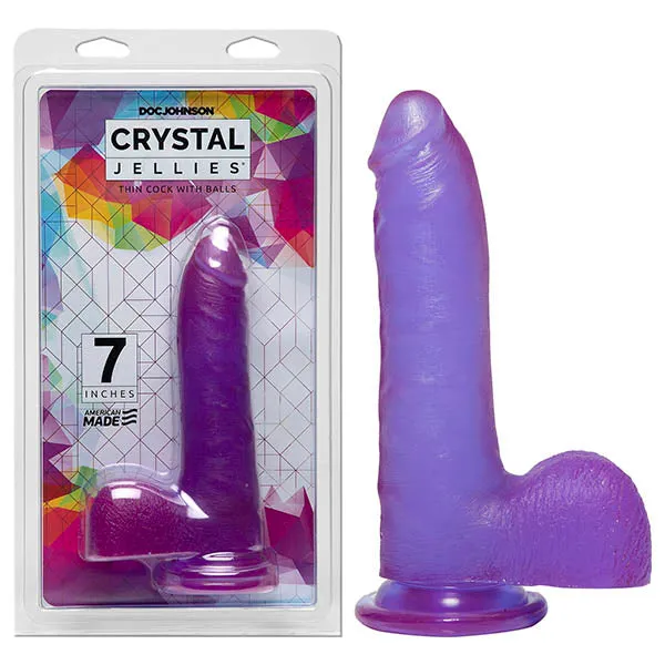 Doc Johnson Crystal Jellies 7 Slim Cock with Balls Female Sex Toys