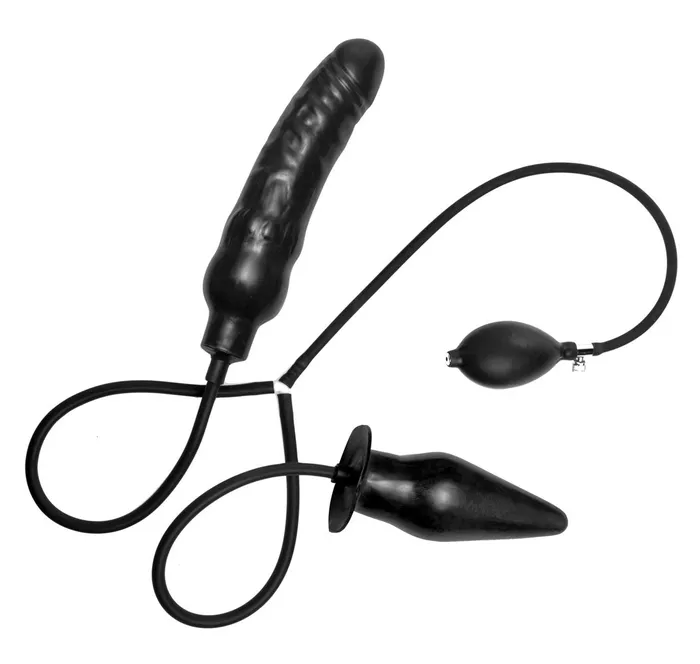 Duece Inflatable Dildo and Anal Plug Duo XR Brands Master Series Male Sex Toys