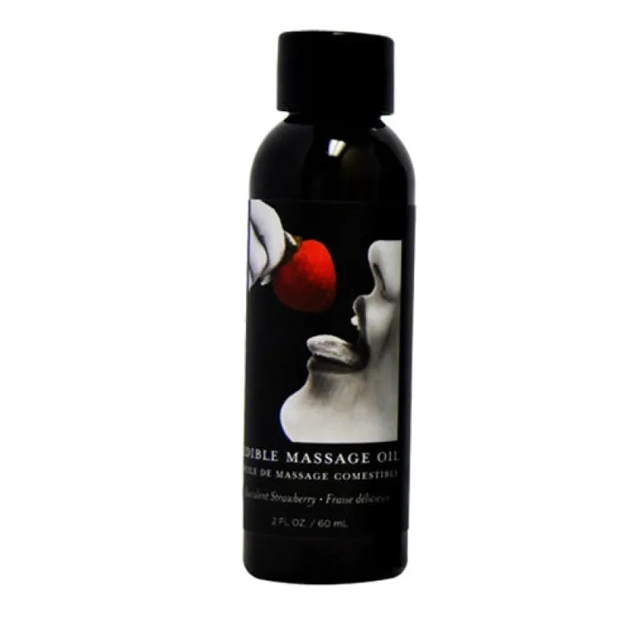 Earthly Body Succulent Strawberry Edible Massage Oil 2 Oz Couples