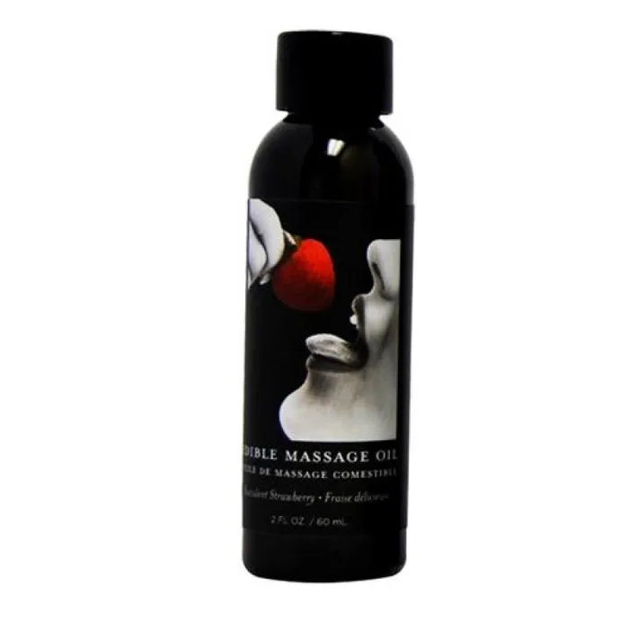 Earthly Body Succulent Strawberry Edible Massage Oil 2 Oz | Couples