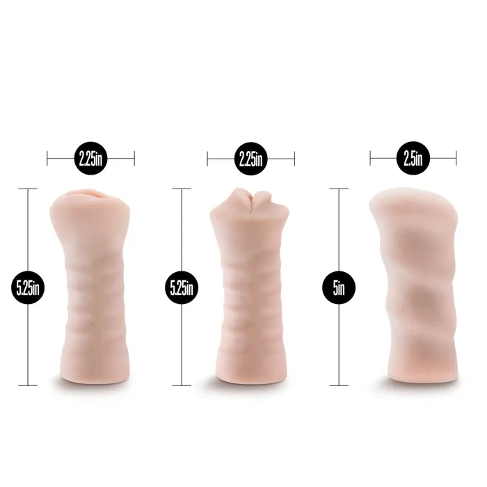 Eden Male Sex Toys | Eden Realistic Self-Lubricating Vibrating Ribbed Masturbator - Beige (3 Pack)