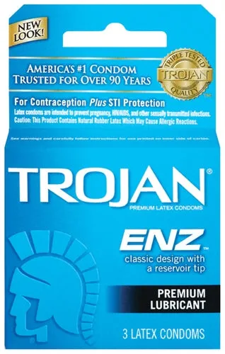 Enhancers Trojan Enz Lubricated 3 Pack Trojan Condoms