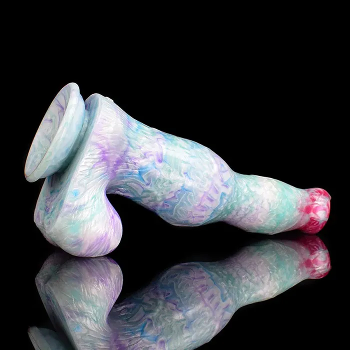 Female Sex Toys 1074Inch Mixed Color Silicone Dog Dildo with Realistic Testicles Lovetoyshub