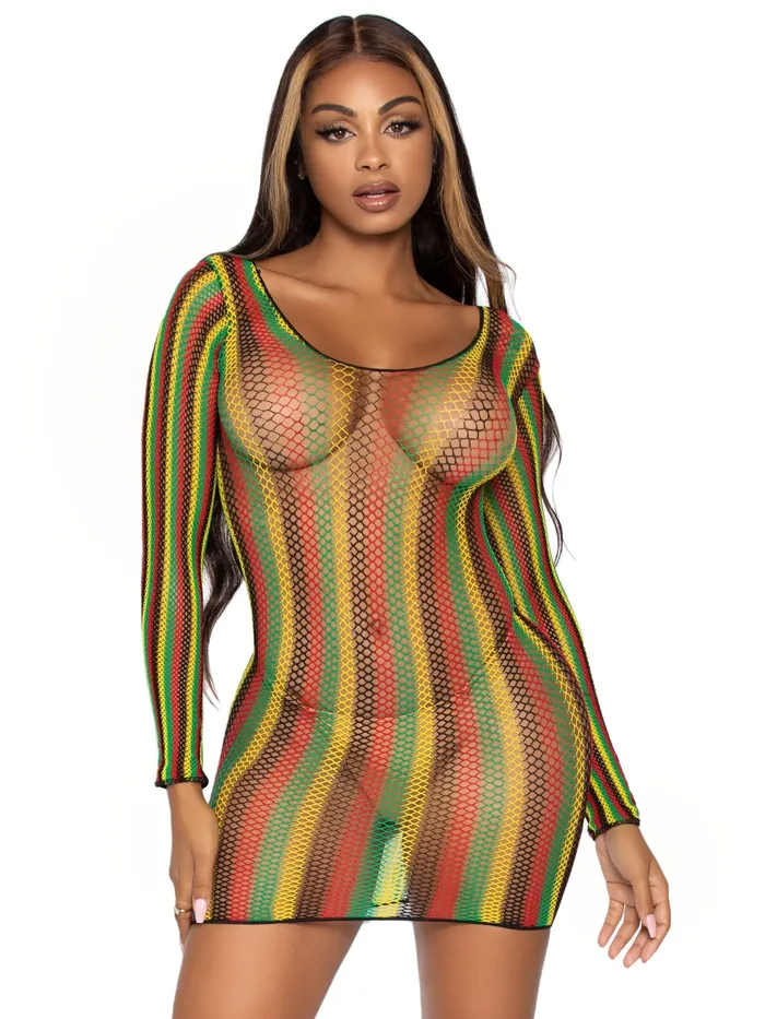 Female Sex Toys Leg Avenue Rasta Net Mini Dress One Size