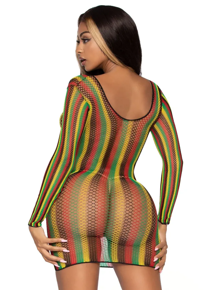 Female Sex Toys | Leg Avenue Rasta Net Mini Dress - One Size