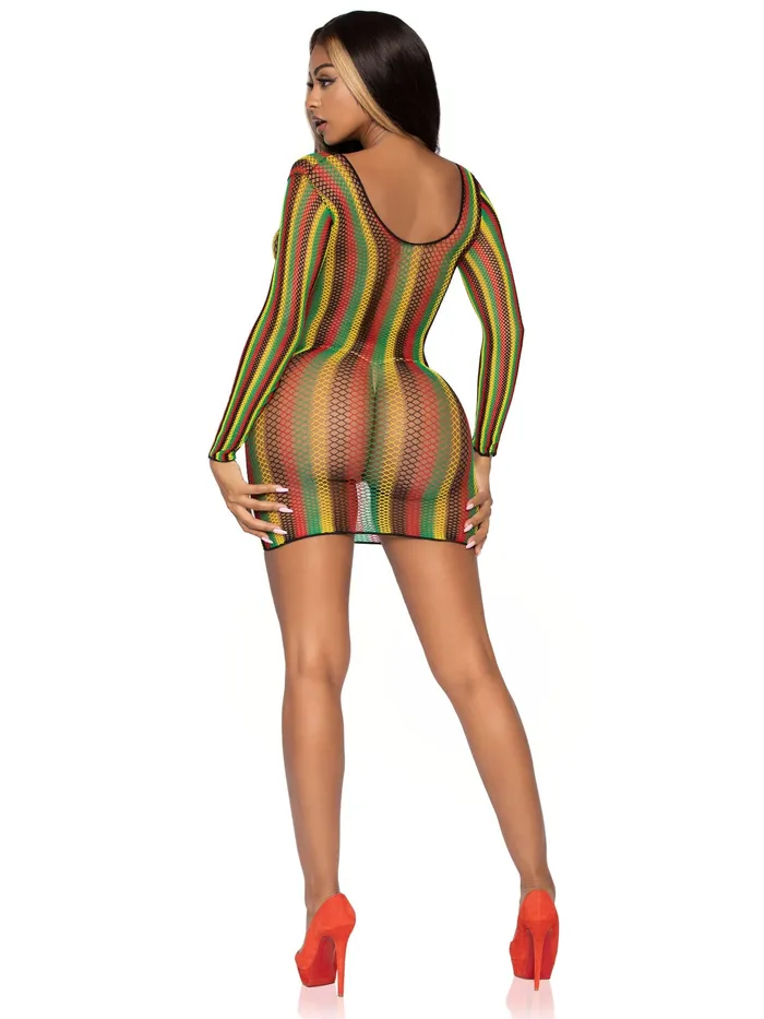 Female Sex Toys | Leg Avenue Rasta Net Mini Dress - One Size