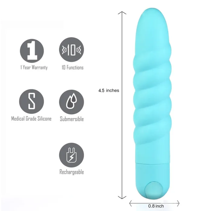 Female Sex Toys | Lola 10 Function Vibrating Twisty Bullet - Teal - Maia Toys