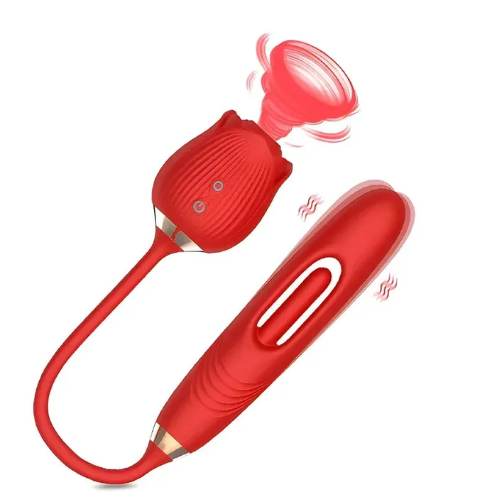 Female Sex Toys | Lovetoyshub Suction Rose Clit Stimulator with Tapping G-Spot Vibrator