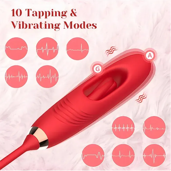 Female Sex Toys | Lovetoyshub Suction Rose Clit Stimulator with Tapping G-Spot Vibrator