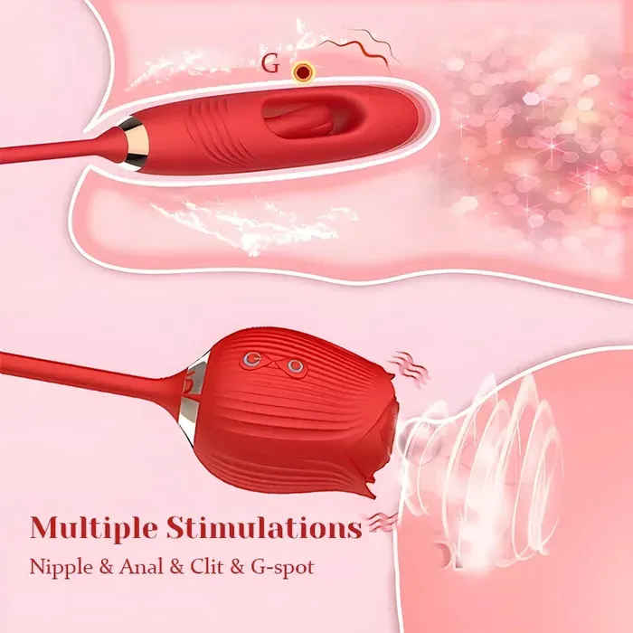 Female Sex Toys | Lovetoyshub Suction Rose Clit Stimulator with Tapping G-Spot Vibrator