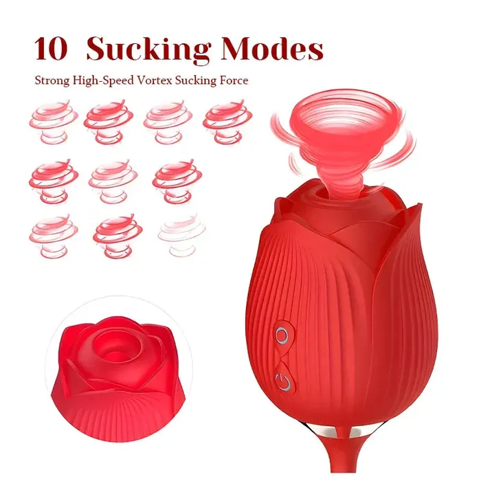 Female Sex Toys | Lovetoyshub Suction Rose Clit Stimulator with Tapping G-Spot Vibrator