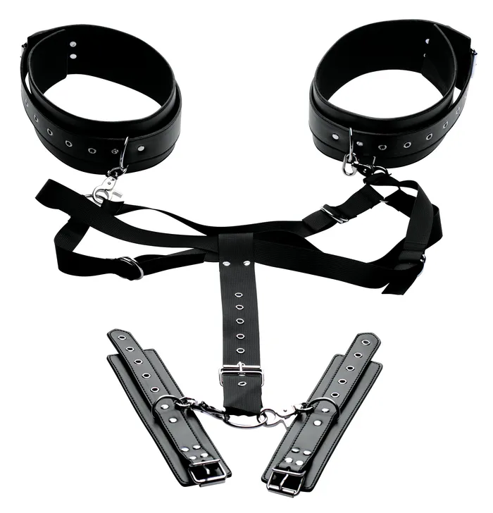 Female Sex Toys XR Brands Master Series Acquire Easy Access Thigh Harness With Wrist Cuffs